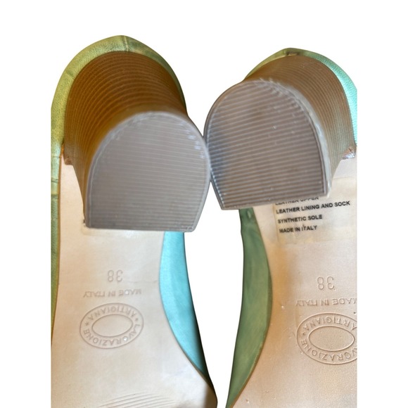 Sundance Size 38/7.5 Teal Green Oxford Shoes Heels Menswear Distressed Laced